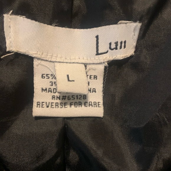 Retro Vintage Luii Black Bell Sleeve Coat with White Stitching Size L - Picture 5 of 6